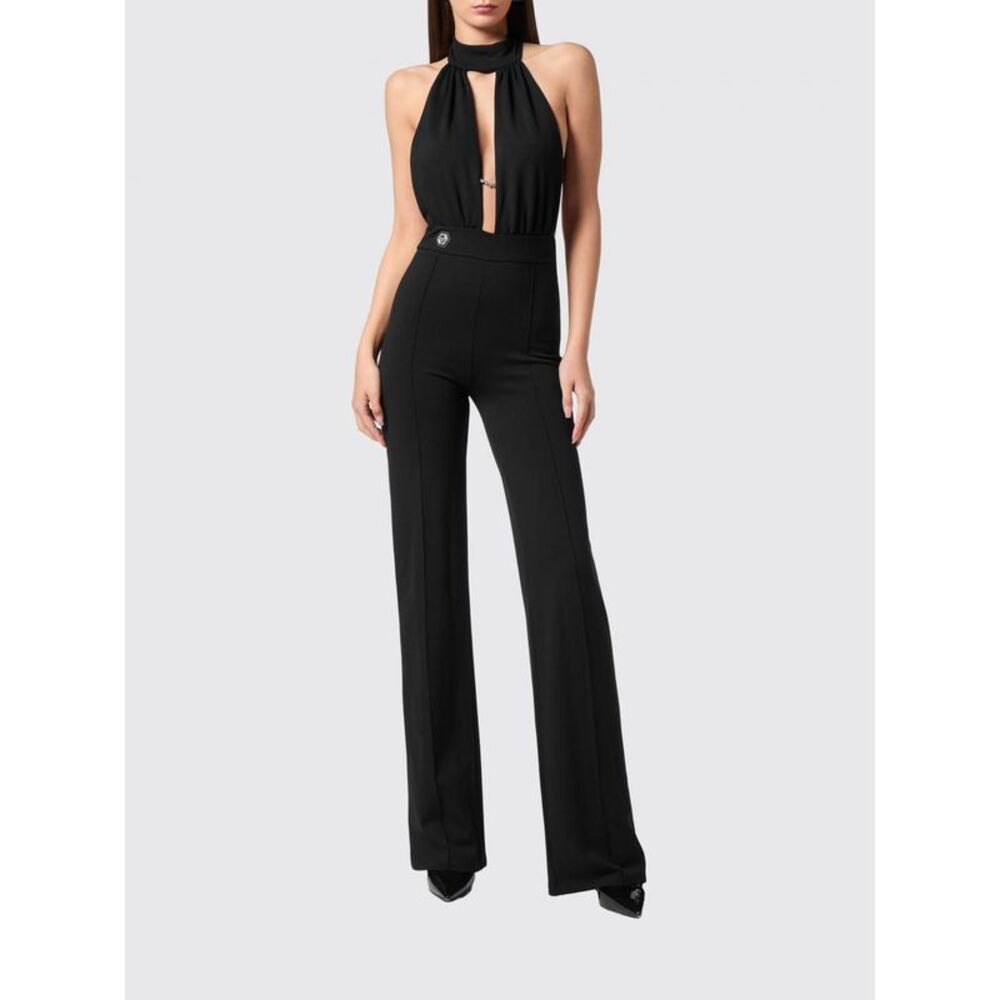 Philipp Plein Women Criªpe Halterneck Jumpsuit Philipp Plein With A Deep V-Neck